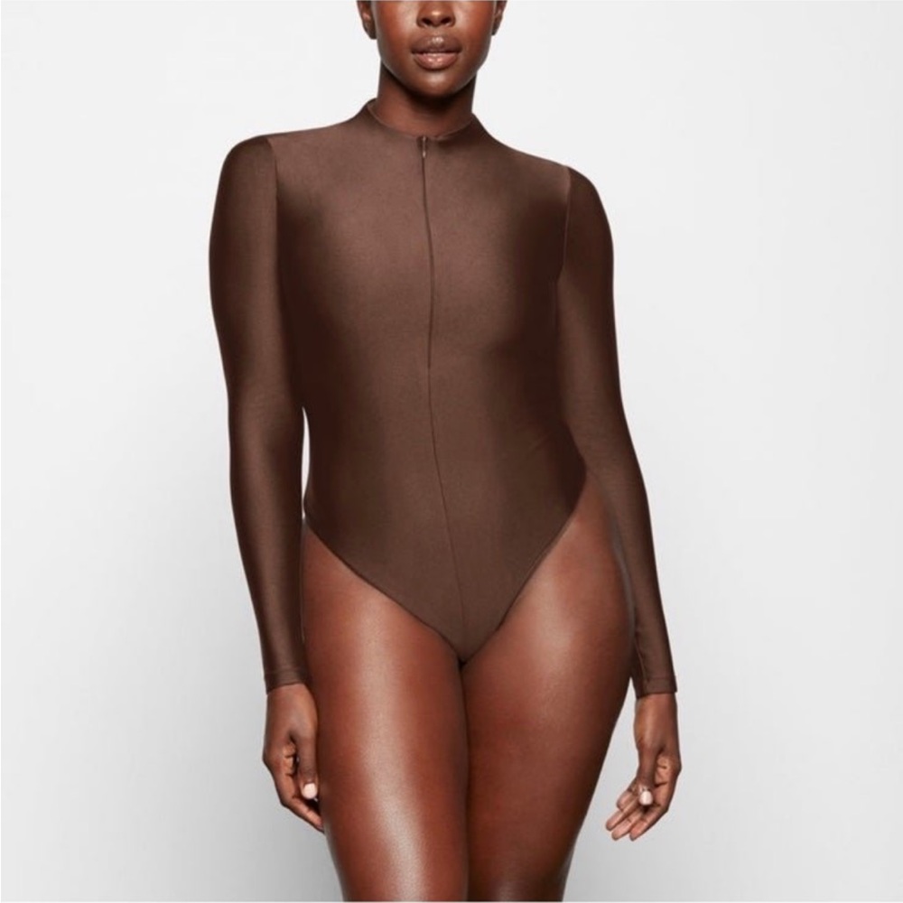 Skims disco Mock Neck Long sleeve thong bodysuit